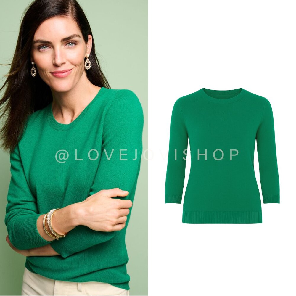 Classic Feminine | 100% Cashmere Kelly Green Crew Neck Sweater | by Talbots | M - Picture 12 of 12